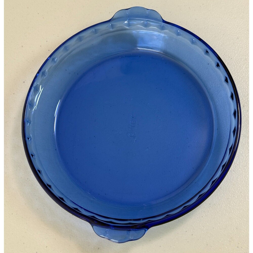 Vintage Pyrex Cobalt Blue Glass Fluted Pie Plate Pan Dish 229 Dish 10"